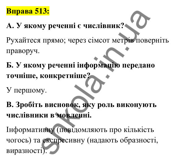 Вправа 513 Відповідь до вправи 513 (с. 193) з української мови для 6 класу (Заболотний, 2023): Числівник