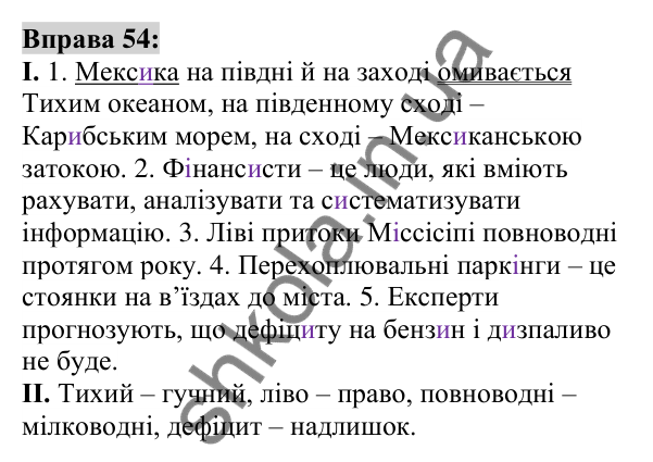 Вправа 54 Відповідь до вправи 54 (с. 24) з української мови для 6 класу (Заболотний, 2023): Лексикологія. Орфографія