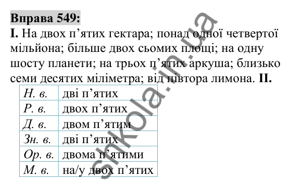 Вправа 549 Відповідь до вправи 549 (с. 207) з української мови для 6 класу (Заболотний, 2023): Числівник