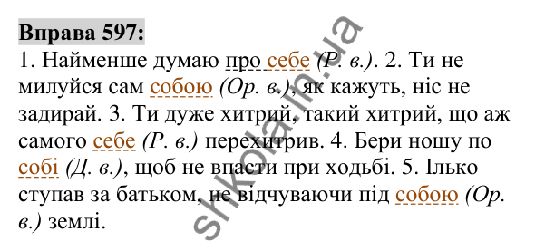 Вправа 597 Відповідь до вправи 597 (с. 225) з української мови для 6 класу (Заболотний, 2023): Займенник