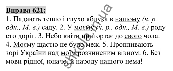 Вправа 621 Відповідь до вправи 621 (с. 236) з української мови для 6 класу (Заболотний, 2023): Займенник