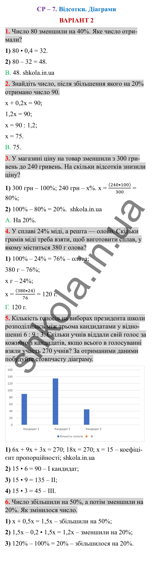 Відповіді до самостійної роботи СР-7 варіант 2 зошита з алгебри 7 клас Тарасенкова 2024