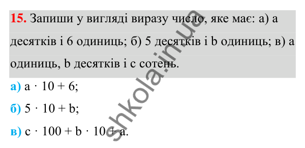 ГДЗ Алгебра 7 клас Бевз 2024 — завдання 15, § 1. Вирази зі змінними