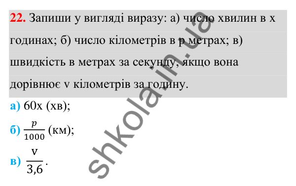 Завдання 22 ГДЗ Алгебра 7 клас Бевз 2024 — завдання 22, § 1. Вирази зі змінними