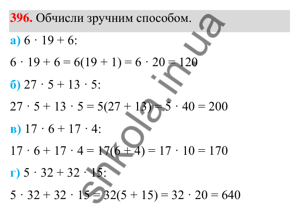 ГДЗ Алгебра 7 клас Бевз 2024 — завдання 396, § 10. Винесення множника за дужки