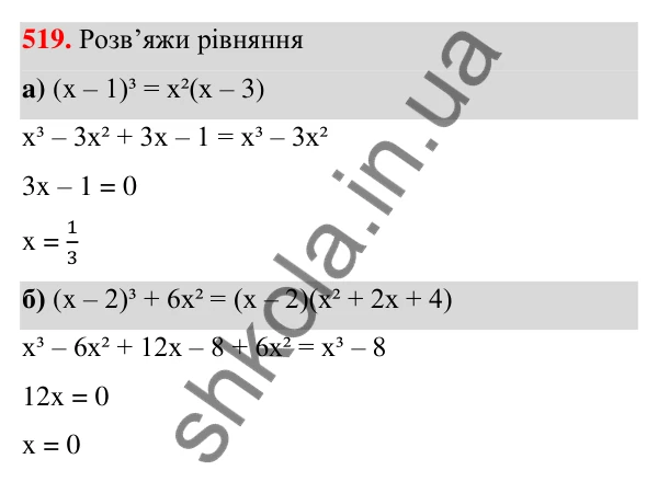 ГДЗ Алгебра 7 клас Бевз 2024 — завдання 519, § 12. Квадрат двочлена