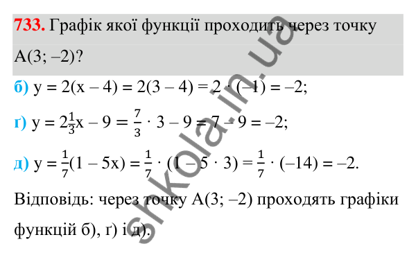 Завдання 733 ГДЗ Алгебра 7 клас Бевз 2024 — завдання 733, § 17. Графік функції