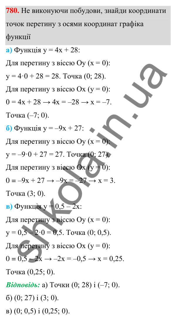 Завдання 780 ГДЗ Алгебра 7 клас Бевз 2024 — завдання 780, § 18. Лінійна функція