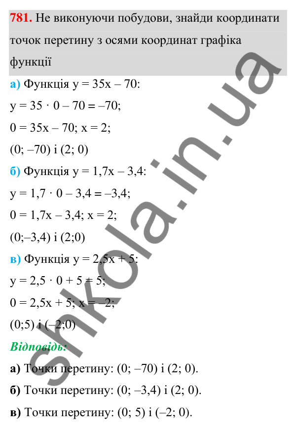 ГДЗ Алгебра 7 клас Бевз 2024 — завдання 781, § 18. Лінійна функція