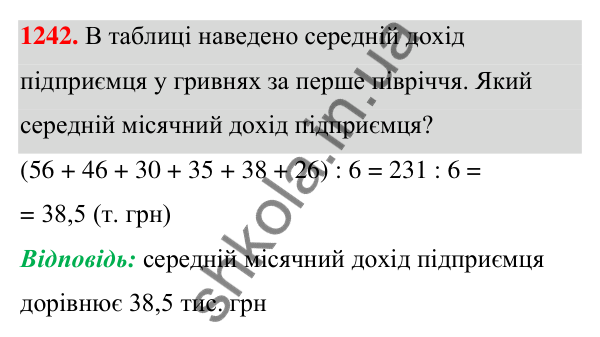 ГДЗ Алгебра 7 клас Бевз 2024 — завдання 1242, § 29. Збір та аналіз даних