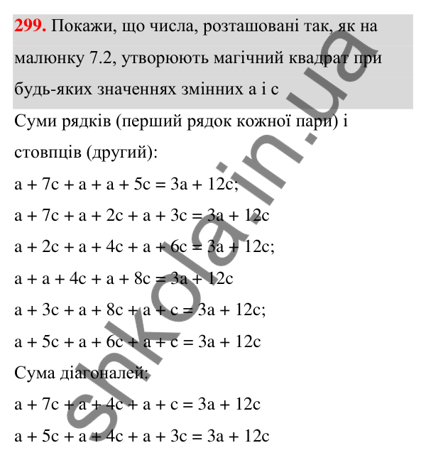 ГДЗ Алгебра 7 клас Бевз 2024 — завдання 299, § 7. Додавання і віднімання многочленів