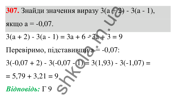 Завдання 307 ГДЗ Алгебра 7 клас Бевз 2024 — завдання 307, § 8. Множення многочлена на одночлен