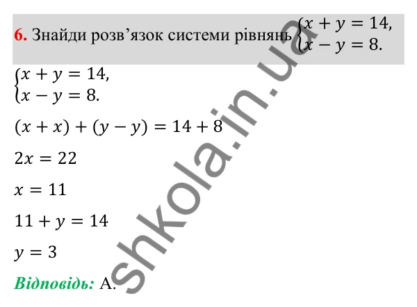 ГДЗ Алгебра 7 клас Бевз 2024 — тестові завдання № 7, завдання 6
