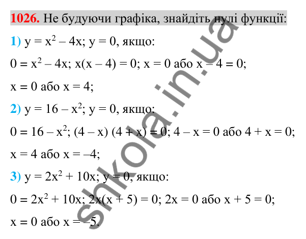 Відповідь до завдання 1026 (с. 195) з алгебри для 7 класу (Істер, 2024): Графік функції. Графічний спосіб задання функції