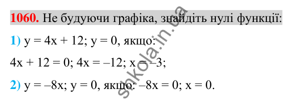Відповідь до завдання 1060 (с. 203) з алгебри для 7 класу (Істер, 2024): Лінійна функція, її графік та властивості