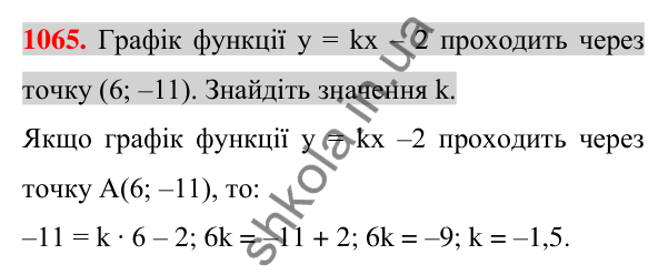Відповідь до завдання 1065 (с. 204) з алгебри для 7 класу (Істер, 2024): Лінійна функція, її графік та властивості