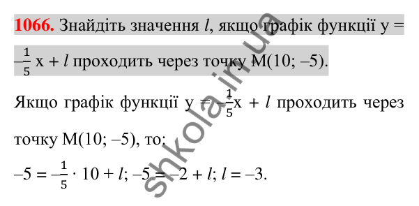 Відповідь до завдання 1066 (с. 204) з алгебри для 7 класу (Істер, 2024): Лінійна функція, її графік та властивості