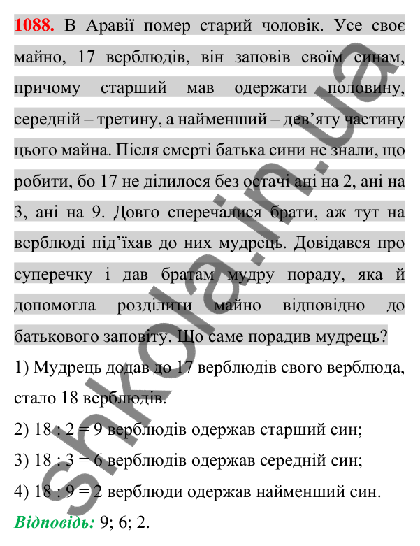 Відповідь до завдання 1088 (с. 206) з алгебри для 7 класу (Істер, 2024): Лінійна функція, її графік та властивості
