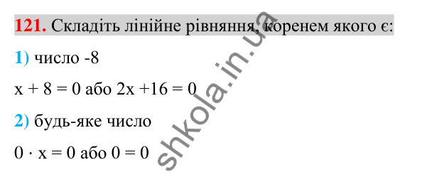 Відповідь до завдання 121 (с. 24) з алгебри для 7 класу (Істер, 2024): Лінійне рівняння з однією змінною