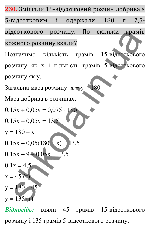 Відповідь до завдання 230 (с. 39) для повторення розділу 1 з алгебри для 7 класу (Істер, 2024)