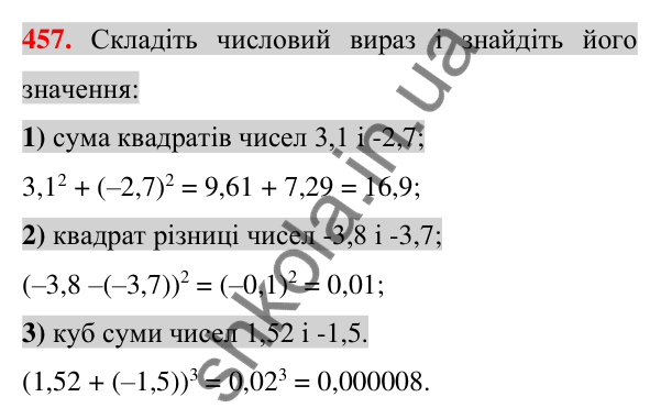 Відповідь до завдання 457 (с. 91) з алгебри для 7 класу (Істер, 2024): Многочлен. Подібні члени многочлена та їх зведення