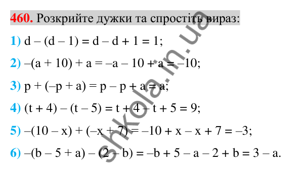 Відповідь до завдання 460 (с. 91) з алгебри для 7 класу (Істер, 2024): Многочлен. Подібні члени многочлена та їх зведення