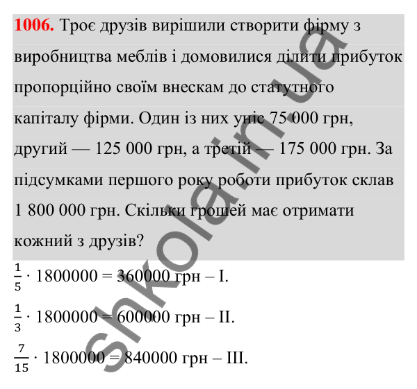 Відповідь до завдання 1006 (с. 241) з алгебри для 7 класу (Мерзляк, 2024): 23. Лінійна функція, її графік і властивості