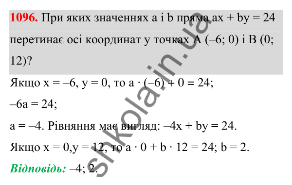 Відповідь до завдання 1096 (с. 265) з алгебри для 7 класу (Мерзляк, 2024): 25. Лінійне рівняння з двома змінними та його...