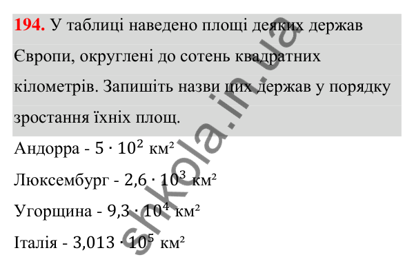 Відповідь до завдання 194 (с. 52) з алгебри для 7 класу (Мерзляк, 2024): 5. Степінь з натуральним показником