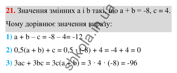 Відповідь до завдання 21 (с. 12) з алгебри для 7 класу (Мерзляк, 2024): 1. Вступ до алгебри