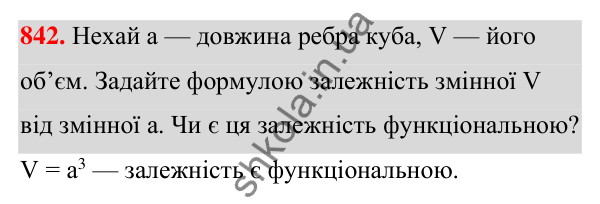 Відповідь до завдання 842 (с. 194) з алгебри для 7 класу (Мерзляк, 2024): 20. Зв’язки між величинами. Функція