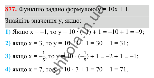 Відповідь до завдання 877 (с. 207) з алгебри для 7 класу (Мерзляк, 2024): 21. Способи задання функції