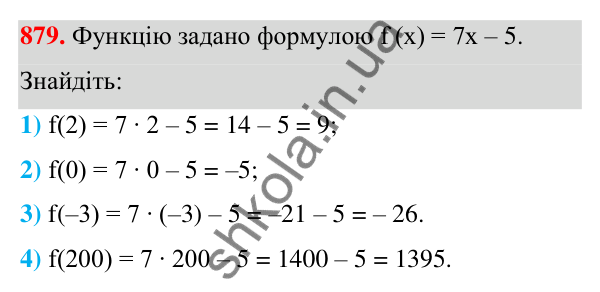 Відповідь до завдання 879 (с. 208) з алгебри для 7 класу (Мерзляк, 2024): 21. Способи задання функції
