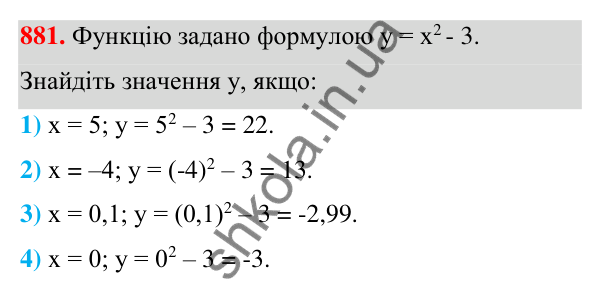 Відповідь до завдання 881 (с. 208) з алгебри для 7 класу (Мерзляк, 2024): 21. Способи задання функції