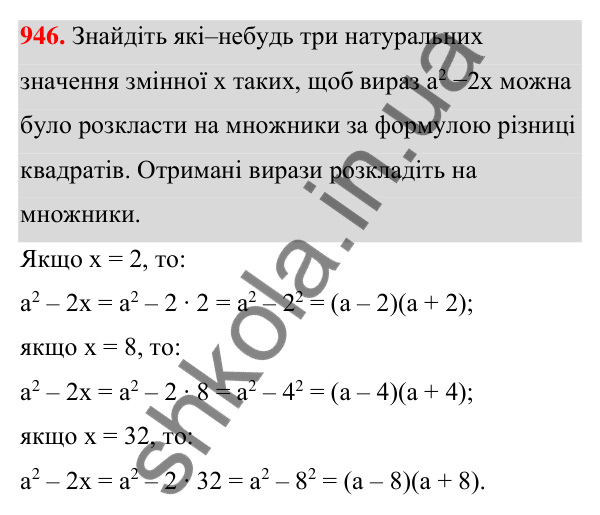 Відповідь до завдання 946 (с. 227) з алгебри для 7 класу (Мерзляк, 2024): 22. Графік функції