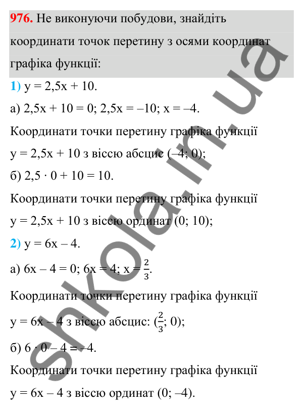 Відповідь до завдання 976 (с. 236) з алгебри для 7 класу (Мерзляк, 2024): 23. Лінійна функція, її графік і властивості