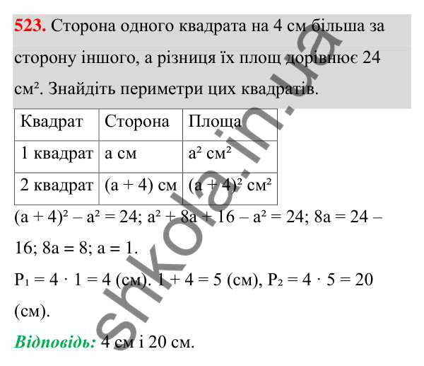ГДЗ Алгебра 7 клас Тарасенкова 2024 — завдання 523, § 12. Різниця квадратів