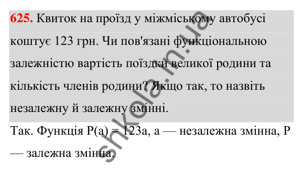 ГДЗ Алгебра 7 клас Тарасенкова 2024 — завдання 625, § 15. Що таке функція