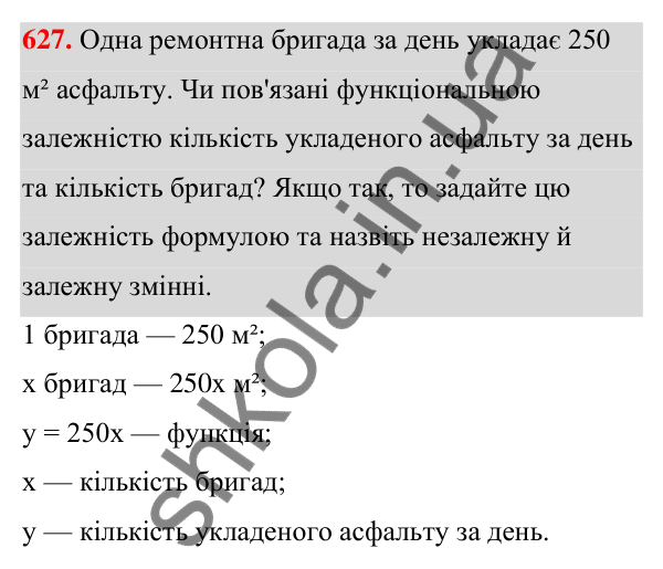 ГДЗ Алгебра 7 клас Тарасенкова 2024 — завдання 627, § 15. Що таке функція