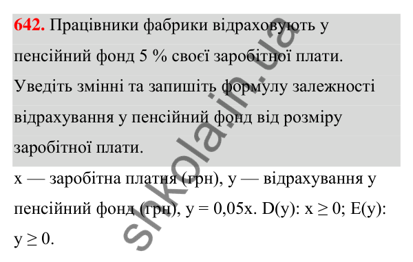 ГДЗ Алгебра 7 клас Тарасенкова 2024 — завдання 642, § 15. Що таке функція