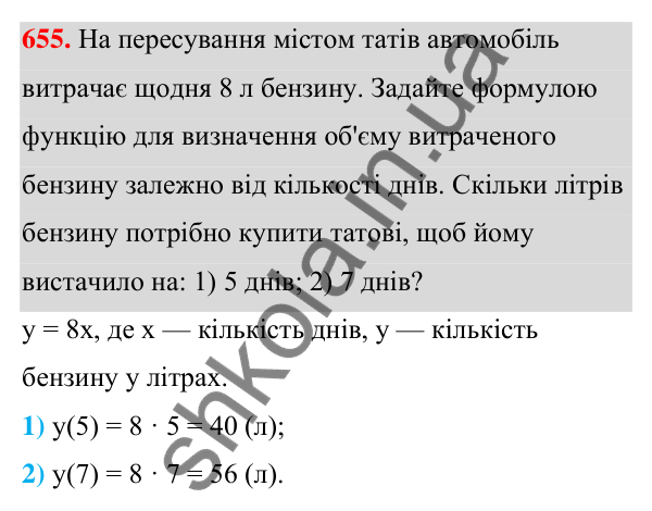 ГДЗ Алгебра 7 клас Тарасенкова 2024 — завдання 655, § 15. Що таке функція