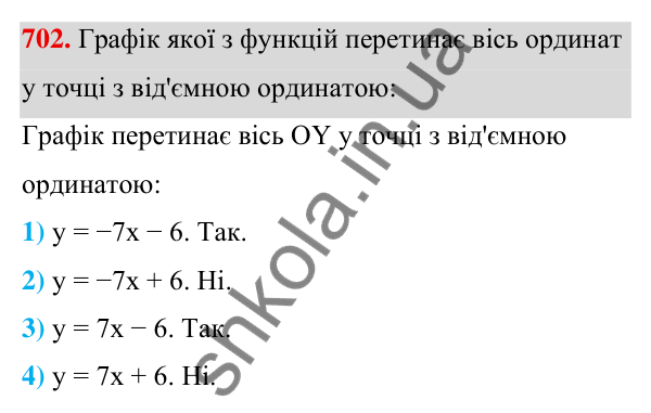 ГДЗ Алгебра 7 клас Тарасенкова 2024 — завдання 702, § 17. Лінійна функція