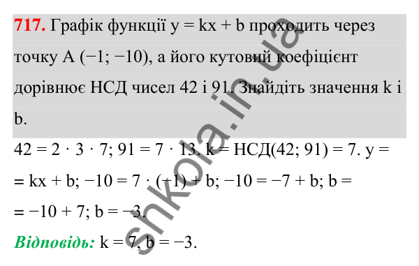 ГДЗ Алгебра 7 клас Тарасенкова 2024 — завдання 717, § 17. Лінійна функція
