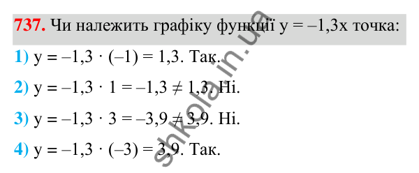 ГДЗ Алгебра 7 клас Тарасенкова 2024 — завдання 737, § 18. Пряма пропорційність