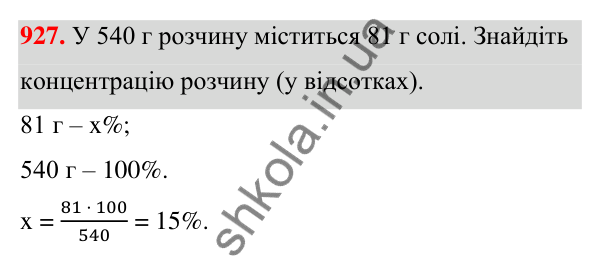 ГДЗ Алгебра 7 клас Тарасенкова 2024 — завдання 927, § 25. Відсотки