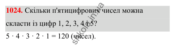 ГДЗ Алгебра 7 клас Тарасенкова 2024 — завдання 1024, § 28. Комбінаторні задачі