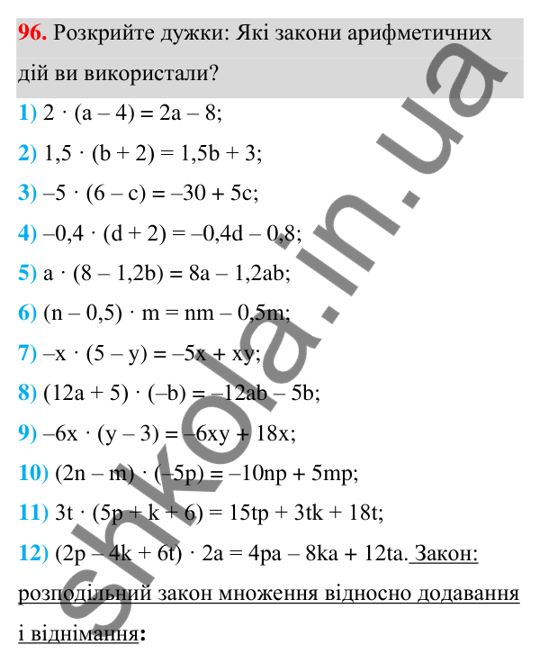 ГДЗ Алгебра 7 клас Тарасенкова 2024 — завдання 96, § 3. Перетворення виразів