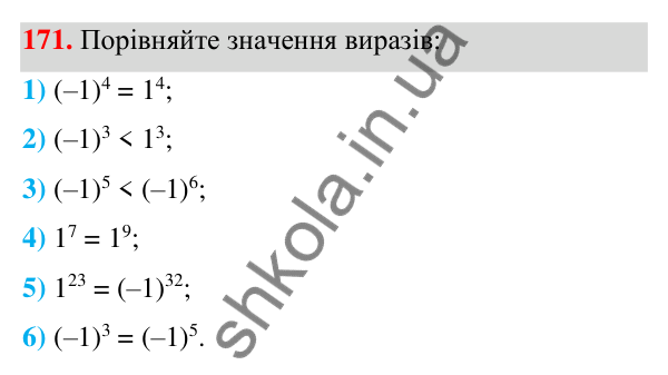 ГДЗ Алгебра 7 клас Тарасенкова 2024 — завдання 171, § 5. Степінь з натуральним показником