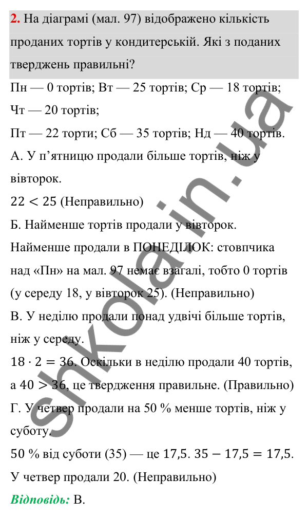 ГДЗ Алгебра 7 клас Тарасенкова 2024 — тест до розділу 6. завдання 2, Тестові завдання