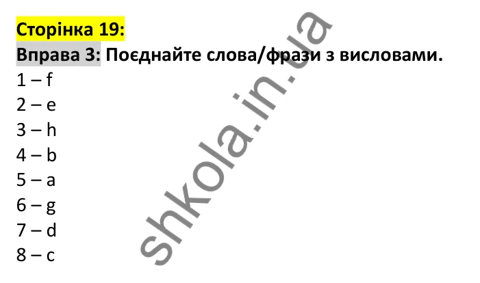 Відповідь до вправи 3, сторінка 19 - ГДЗ Англійська мова 7 клас Карпюк 2024. Робочий зошит